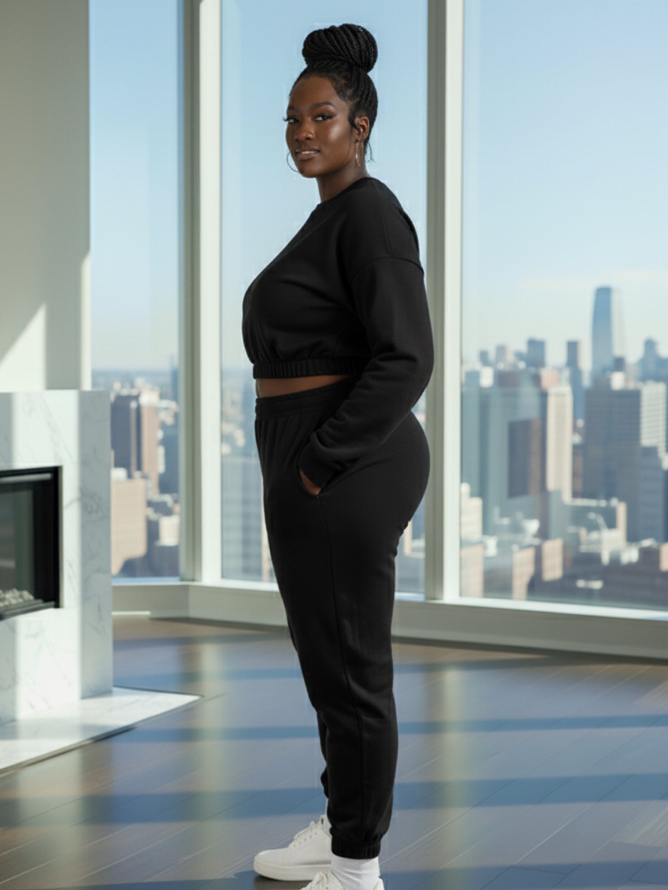 Plus Size French Terry Pullover & Joggers Set