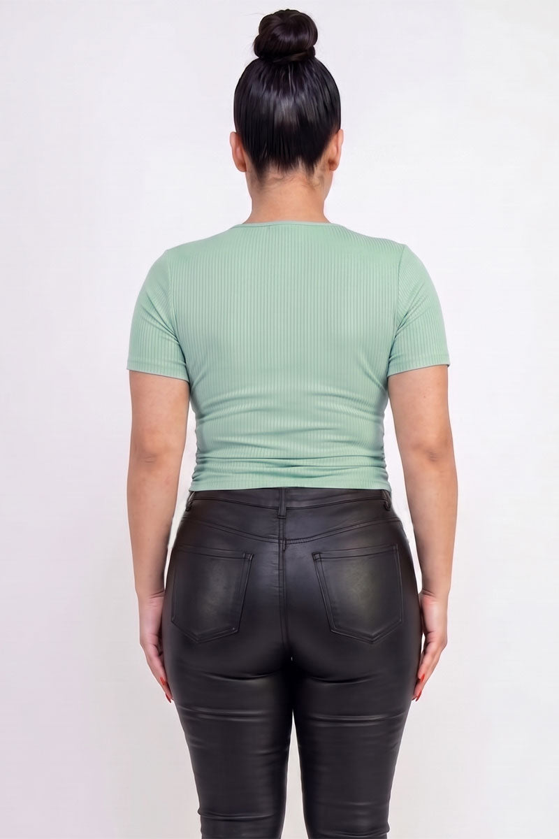 Top con sobrepelliz con cordón fruncido acanalado de talla grande