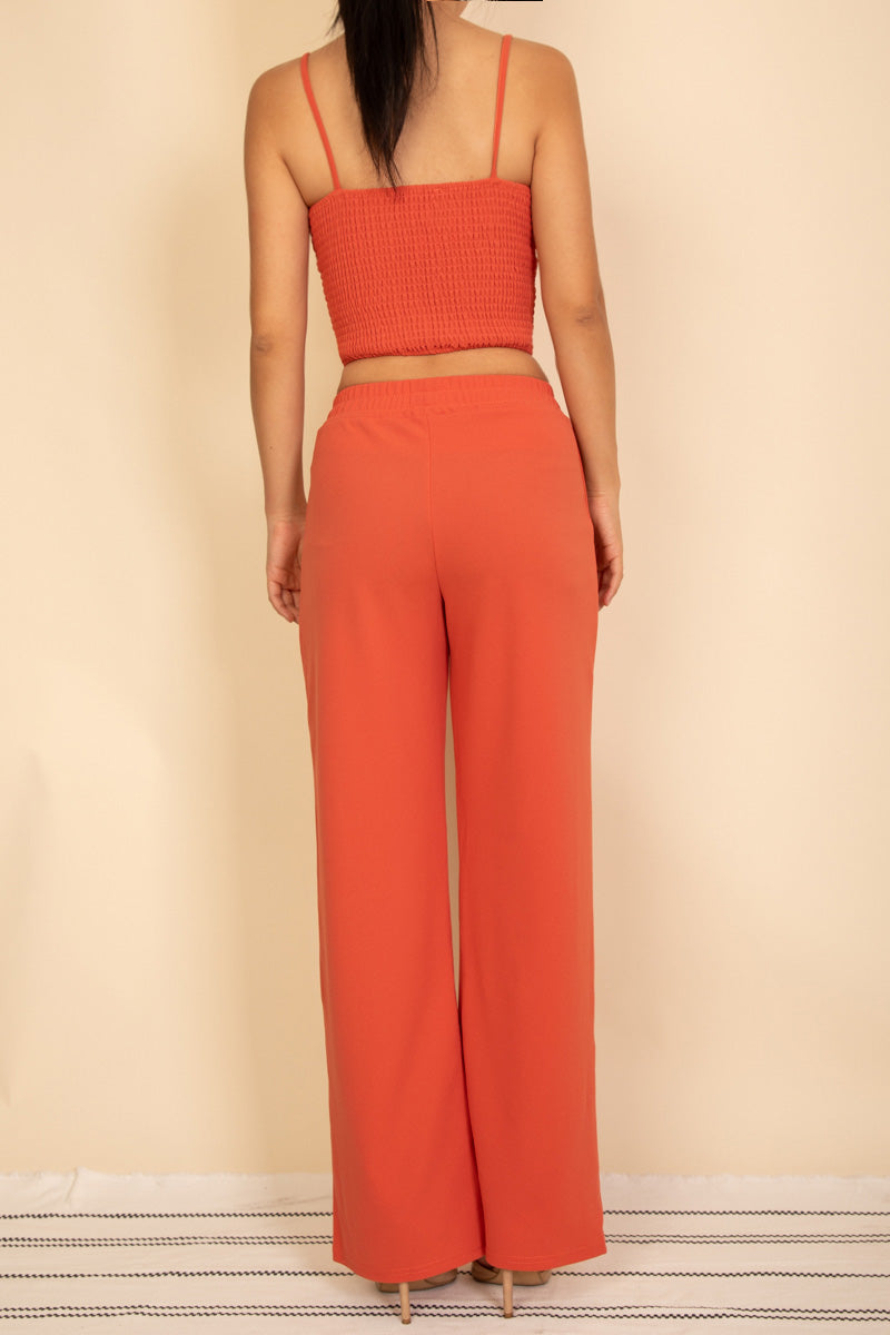 Spaghetti Strap Bralette Top & Wide Leg Pants Set
