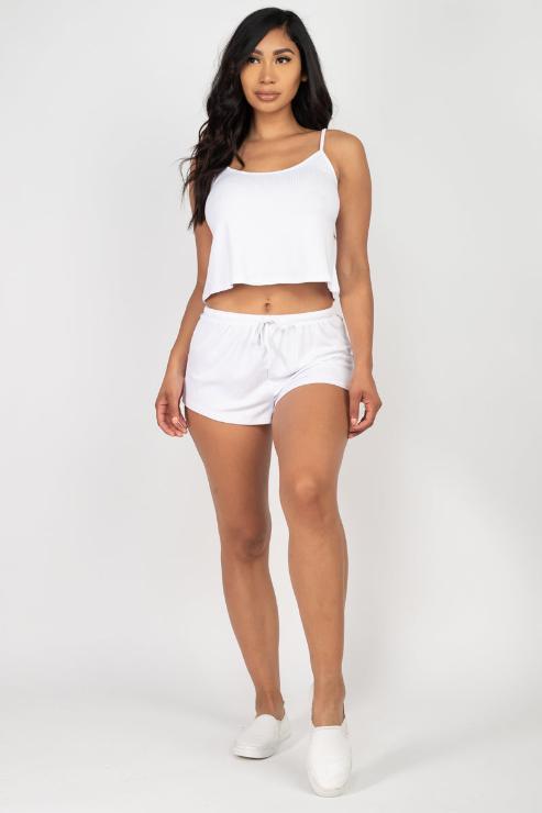 Ribbed Strappy Top & Shorts Set - Wholesale Capella Apparel