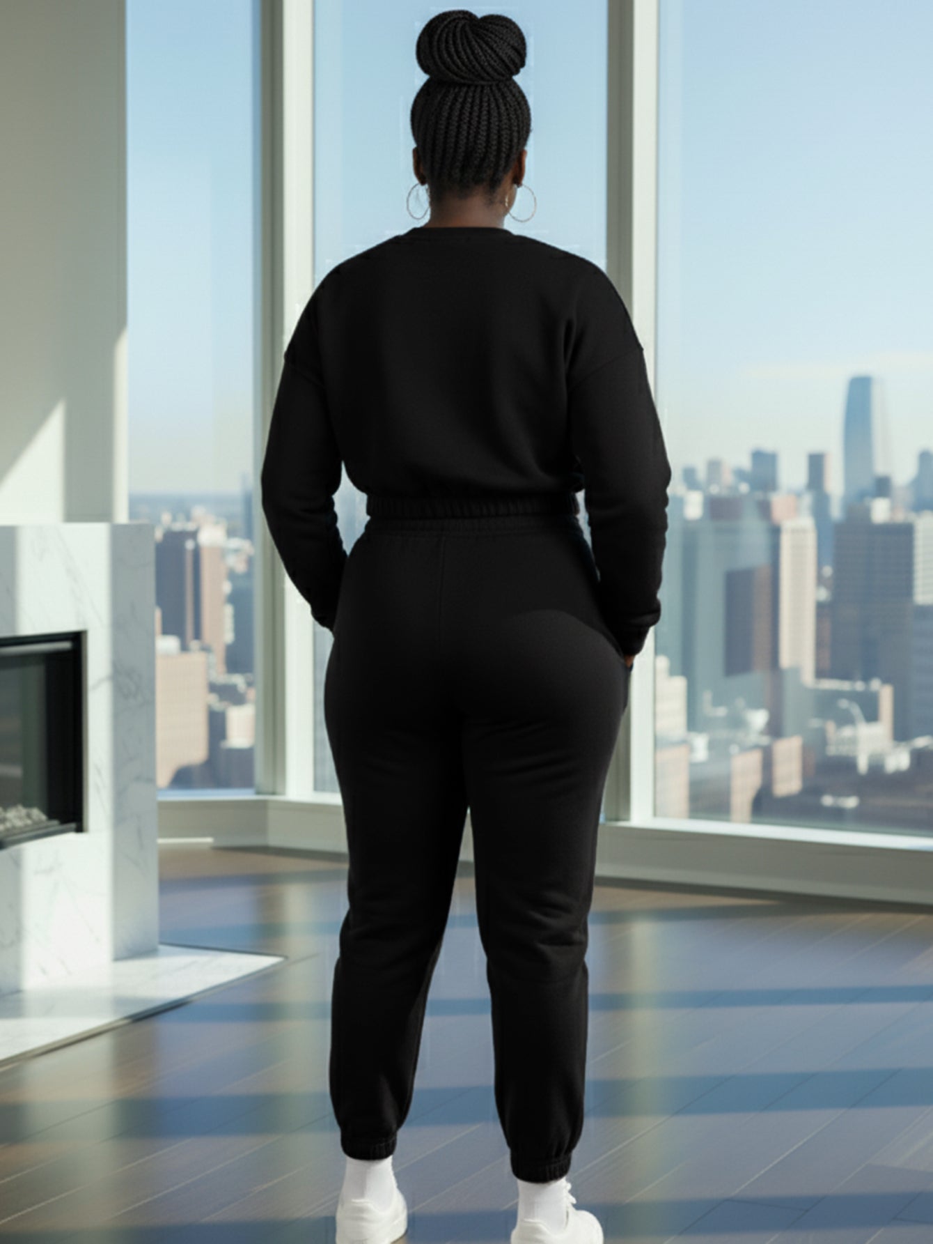 Plus Size French Terry Pullover & Joggers Set