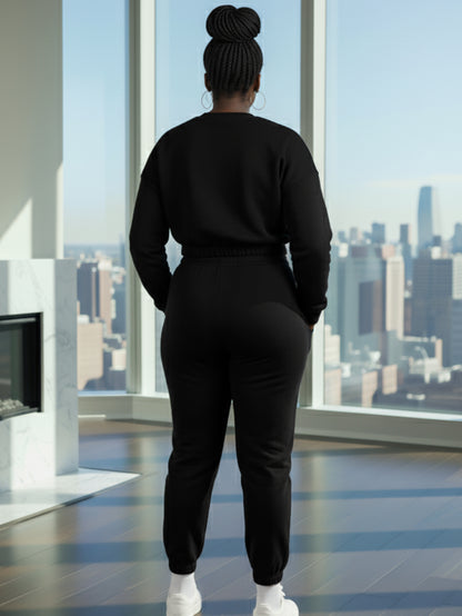 Plus Size French Terry Pullover & Joggers Set