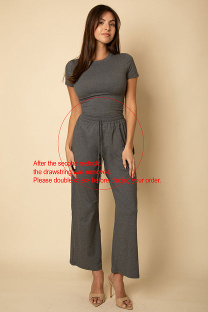 Relaxed Fit Top and Wide-Leg Pants Set