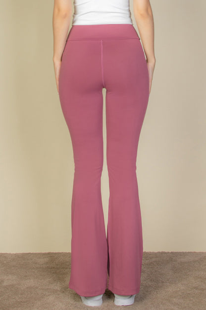 High Waist Side Pocket Flare Leggings - Capella Apparel