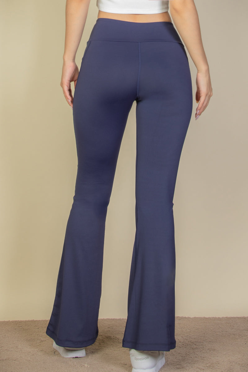 High Waist Side Pocket Flare Leggings - Capella Apparel