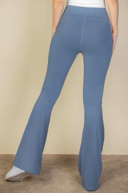 High Waist Side Pocket Flare Leggings - Capella Apparel