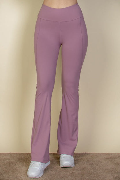 Wide Waistband Flare Leg Pants - Capella Apparel