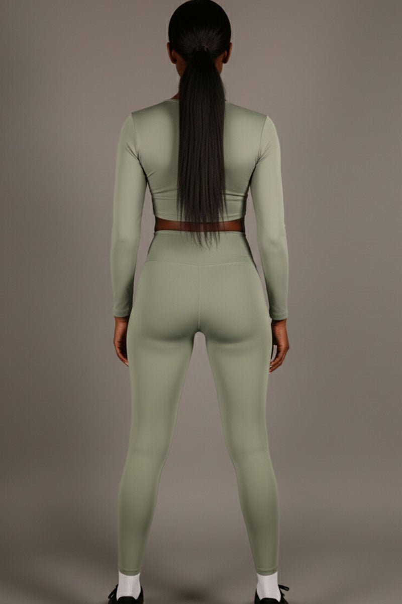 Long Sleeve Crop Top & High Waist Leggings Activewear Set