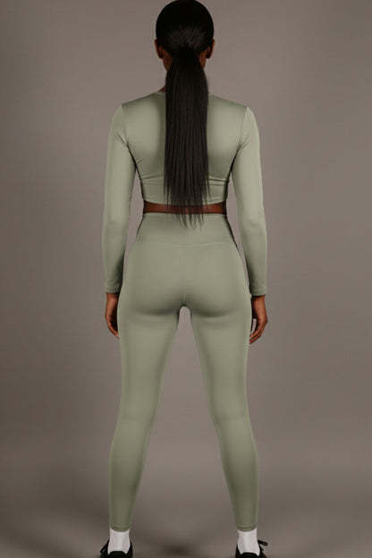 Long Sleeve Crop Top & High Waist Leggings Activewear Set