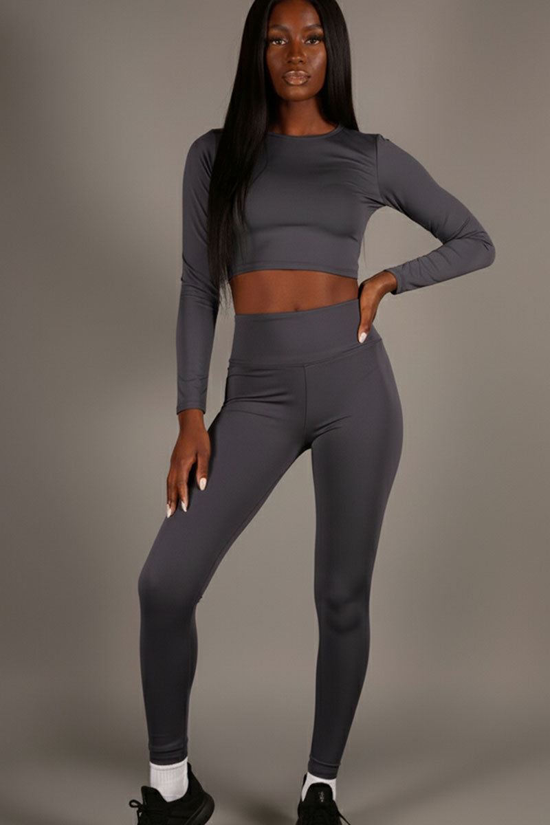 Long Sleeve Crop Top & High Waist Leggings Activewear Set