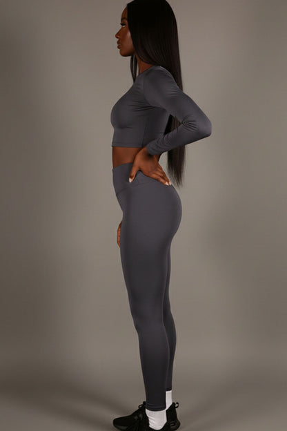 Long Sleeve Crop Top & High Waist Leggings Activewear Set