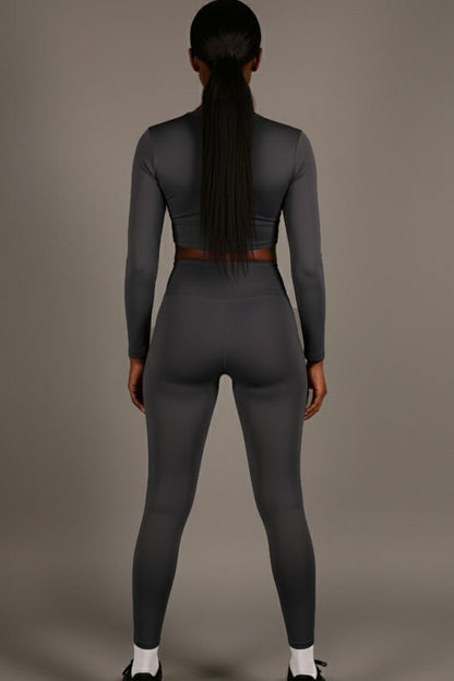 Long Sleeve Crop Top & High Waist Leggings Activewear Set