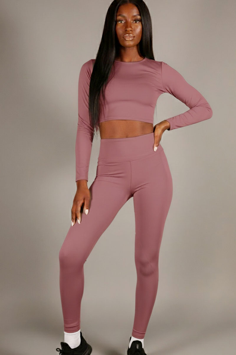 Long Sleeve Crop Top & High Waist Leggings Activewear Set