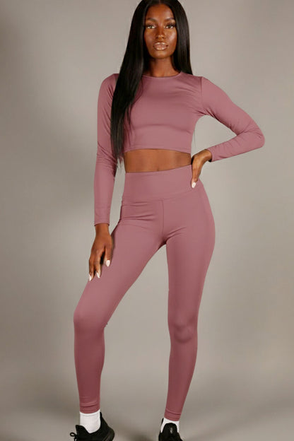 Long Sleeve Crop Top & High Waist Leggings Activewear Set