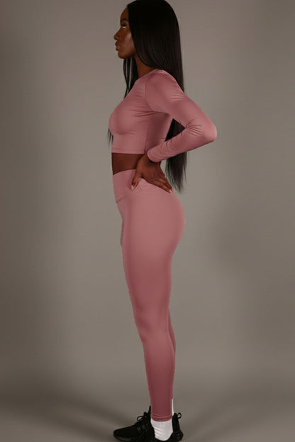 Long Sleeve Crop Top & High Waist Leggings Activewear Set