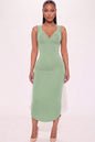 Vestido midi sin mangas con cuello dividido