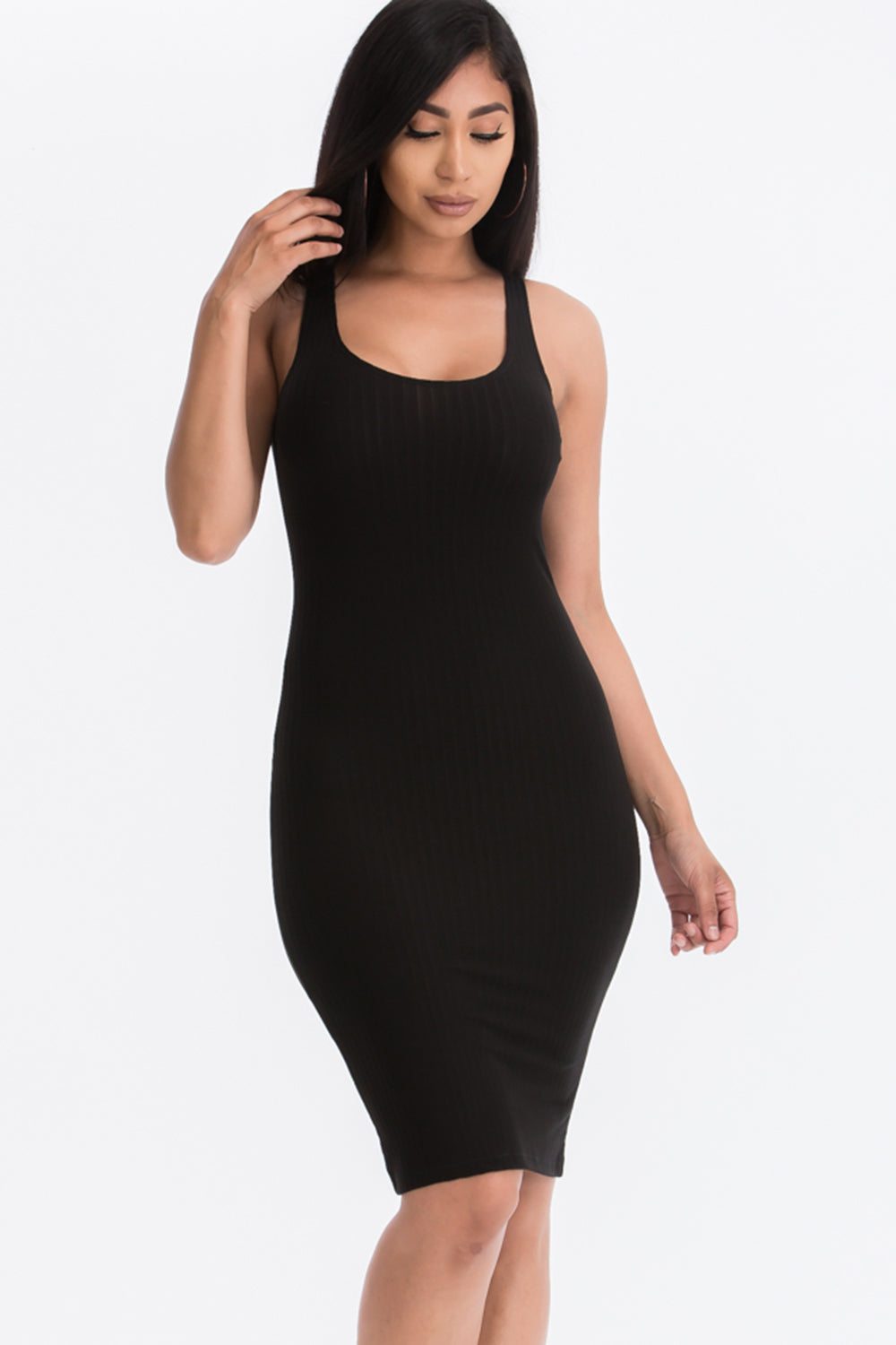 Ribbed Back Slit Bodycon Dress (CAPELLA) - Capella Apparel