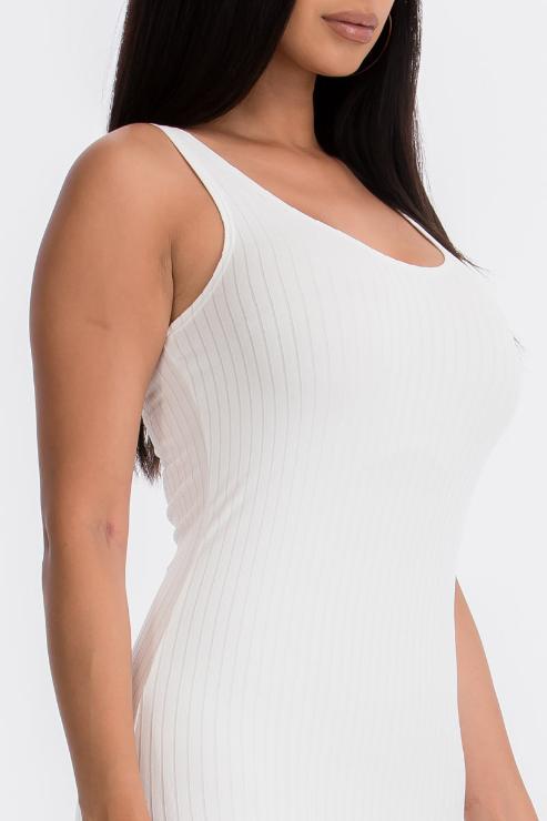 Ribbed Back Slit Bodycon Midi Dress - Wholesale Capella Apparel