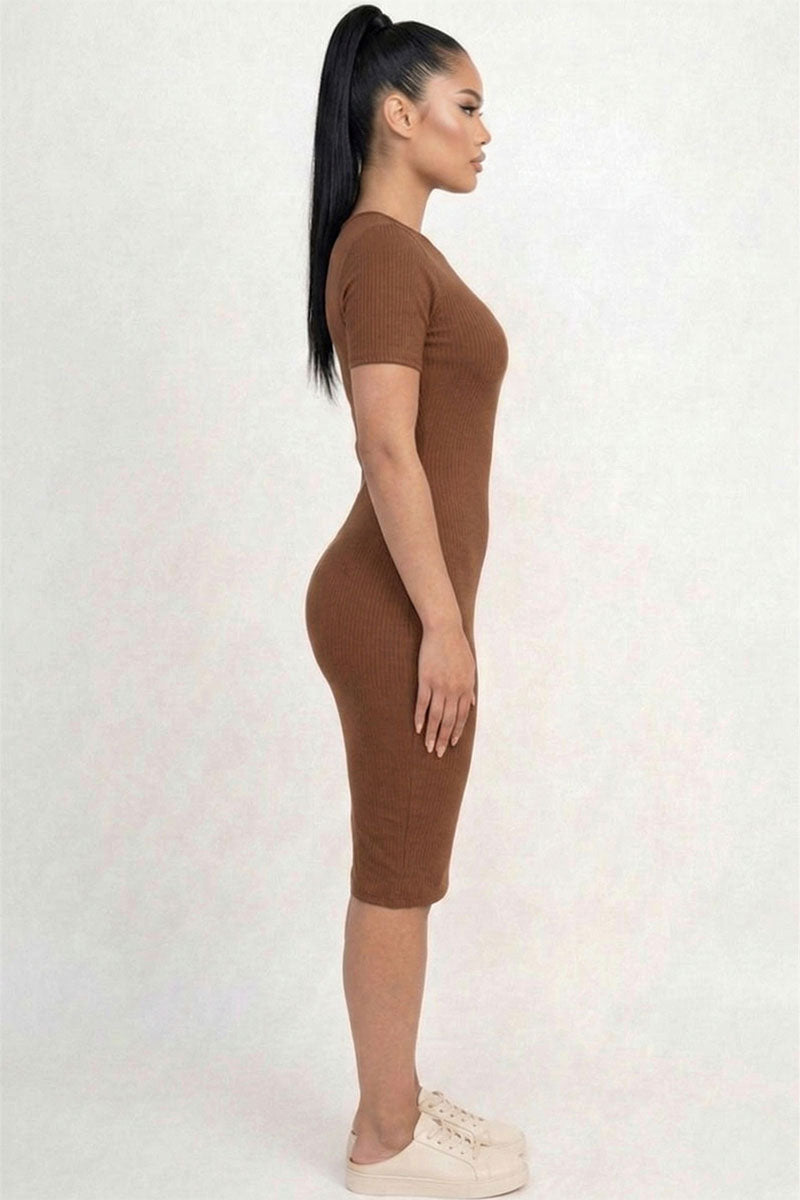 Ribbed Bodycon Midi Dress