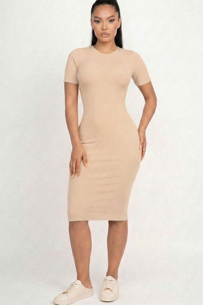 Ribbed Bodycon Midi Dress