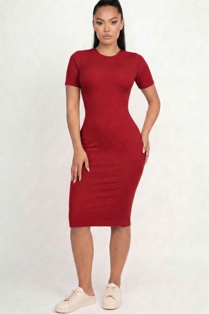 Ribbed Bodycon Midi Dress