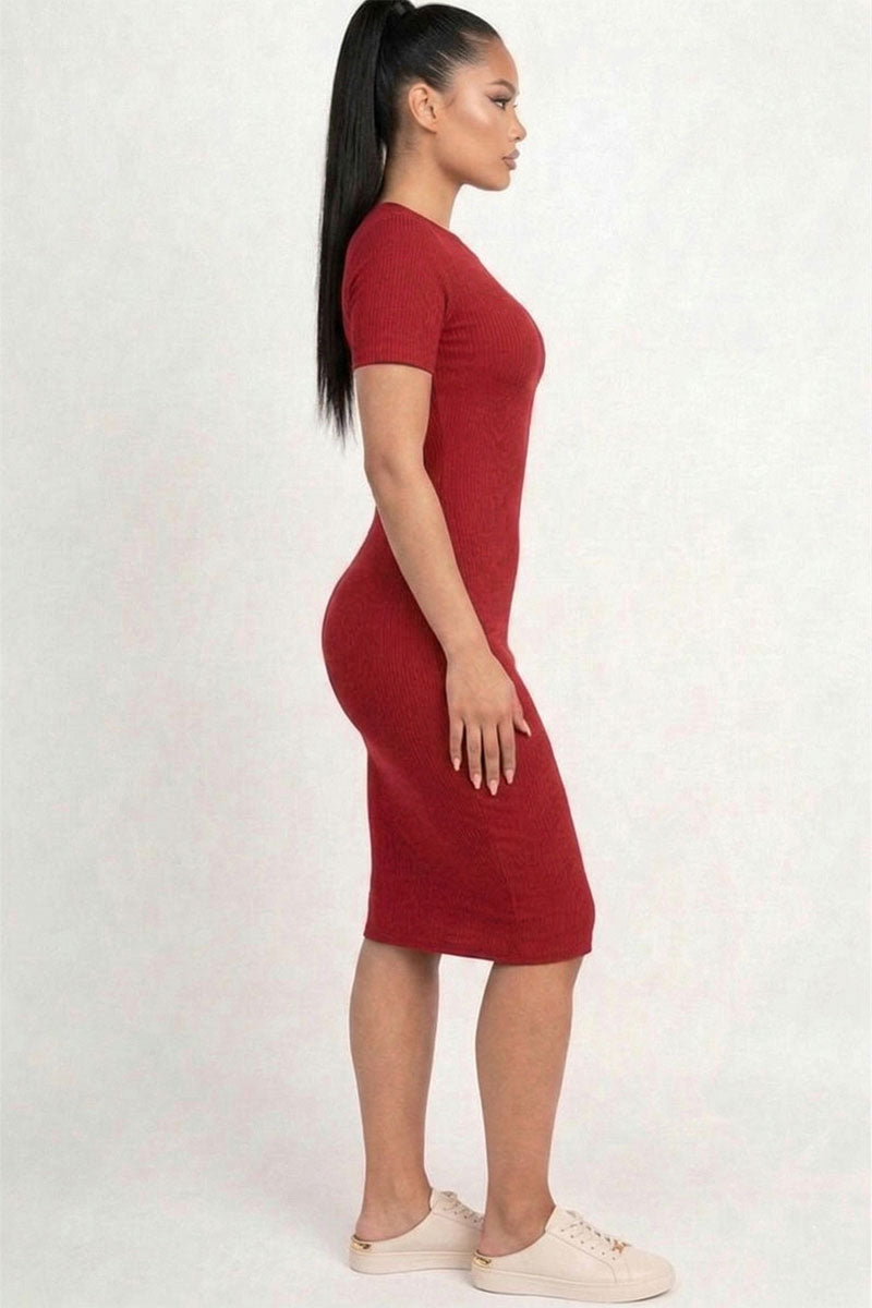 Ribbed Bodycon Midi Dress