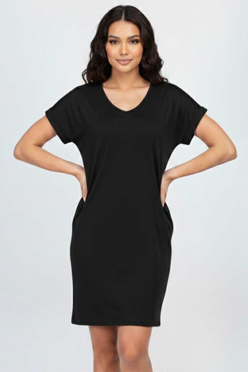 Cap Sleeve Pocket Mini Dress (capella)