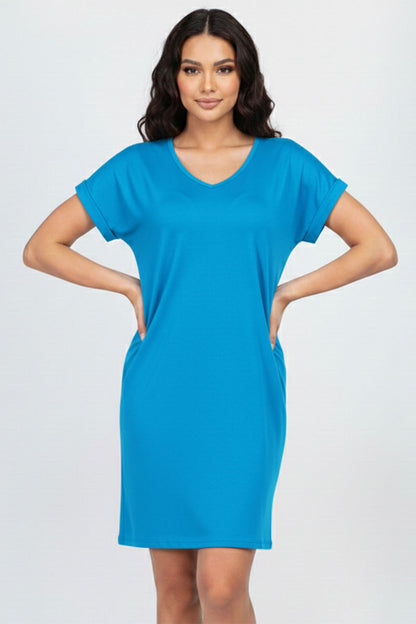 Cap Sleeve Pocket Mini Dress (capella)