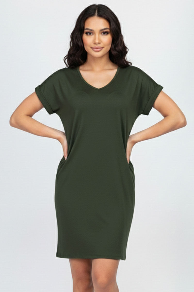 Cap Sleeve Pocket Mini Dress