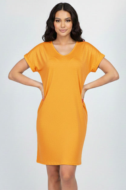 Cap Sleeve Pocket Mini Dress