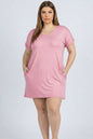 Plus Size Cap Sleeve Pocket Mini Dress