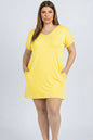 Plus Size Cap Sleeve Pocket Mini Dress