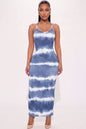 Vestido largo con estampado tie-dye a rayas