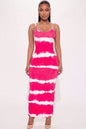 Vestido largo con estampado tie-dye a rayas