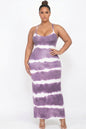 Plus Size Stripe Tie-Dye Printed Maxi Dress