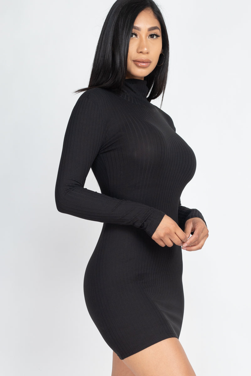 Ribbed Mock Neck Bodycon Mini Dress (CAPELLA) - Capella Apparel