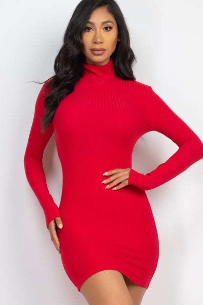 Ribbed Mock Neck Bodycon Mini Dress (CAPELLA) - Capella Apparel