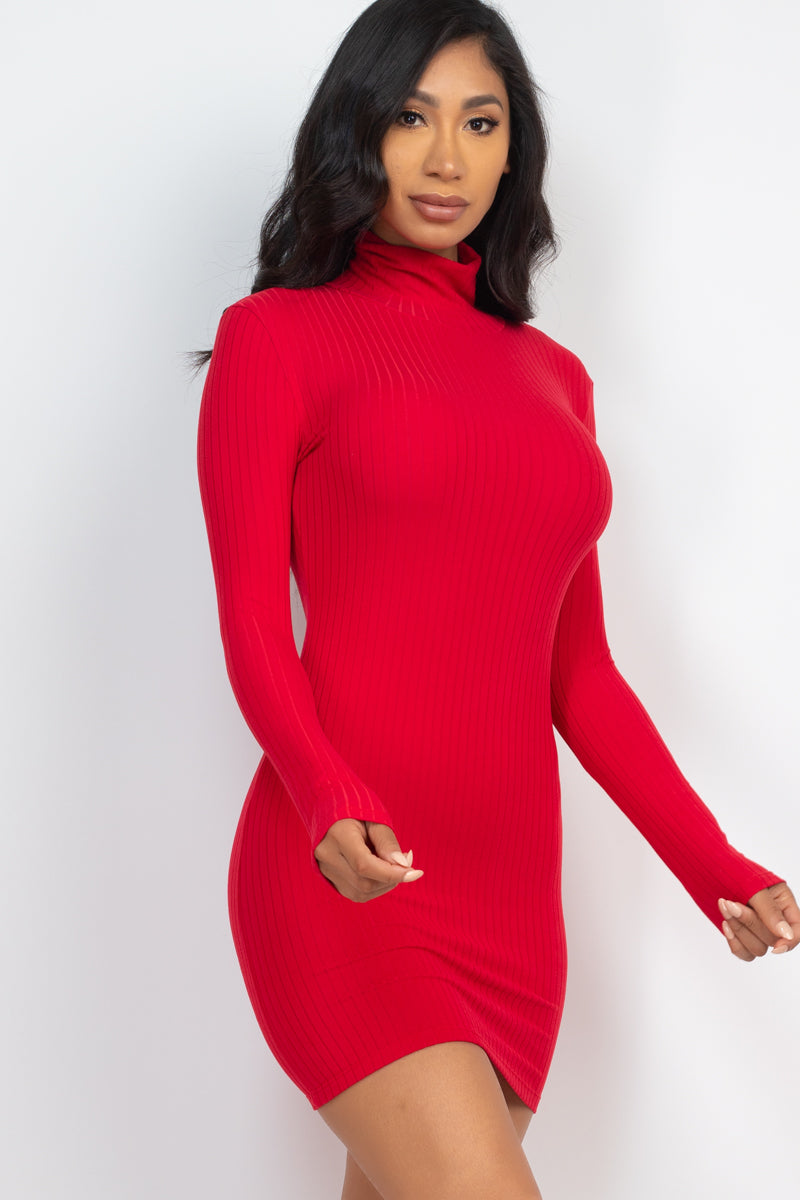 Ribbed Mock Neck Bodycon Mini Dress (CAPELLA) - Capella Apparel