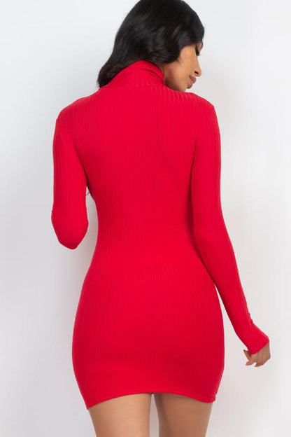 Ribbed Mock Neck Bodycon Mini Dress - Capella Apparel Wholesale