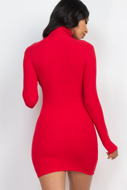 Ribbed Mock Neck Bodycon Mini Dress (CAPELLA) - Capella Apparel