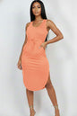 Drawstring Sleeveless Midi Dress