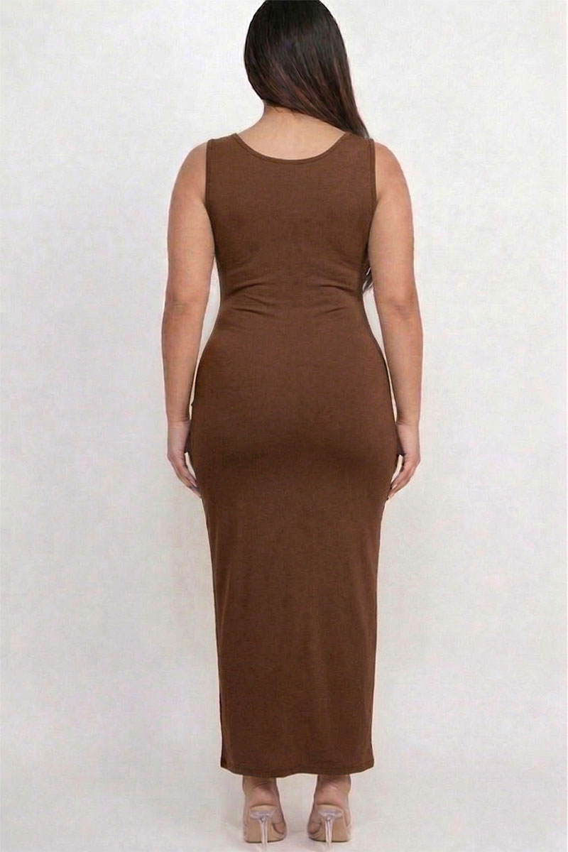 Plus Size Solid Basic Maxi Dress