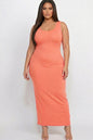 Plus Size Solid Basic Maxi Dress