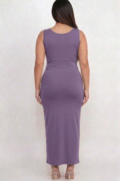 Plus Size Solid Basic Maxi Dress