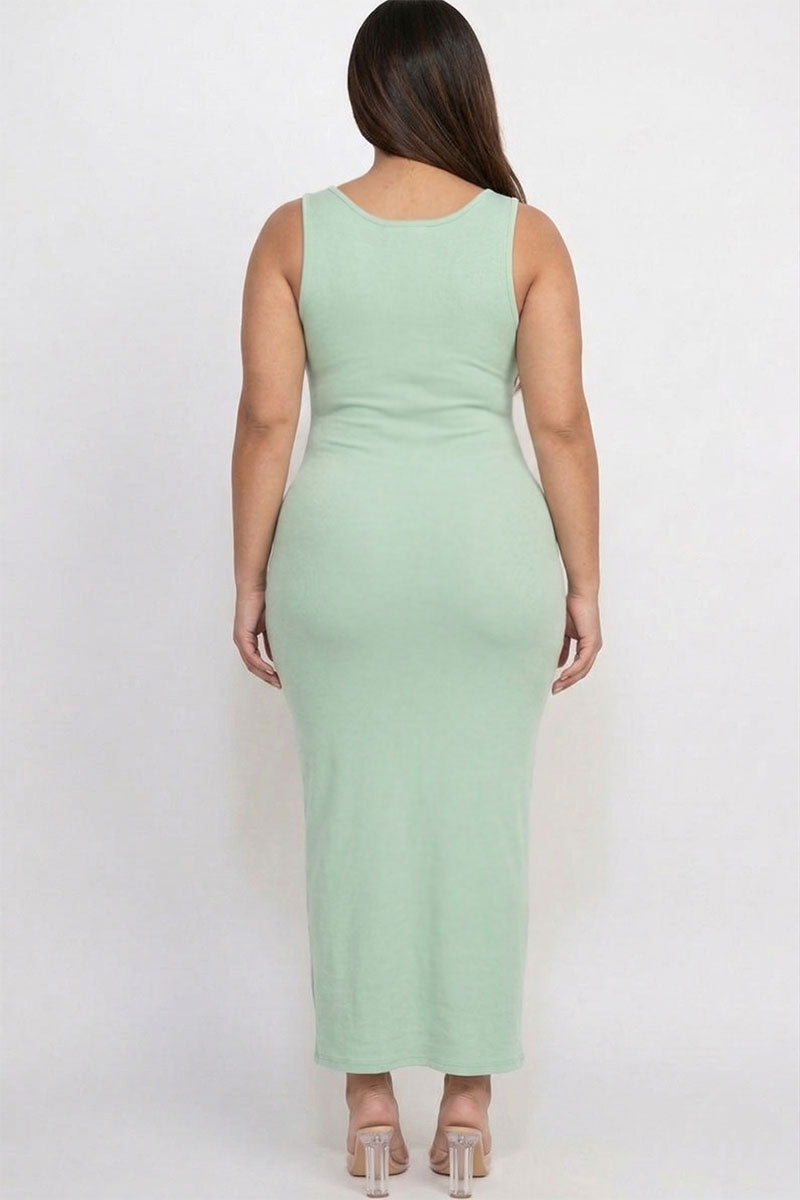 Plus Size Solid Basic Maxi Dress