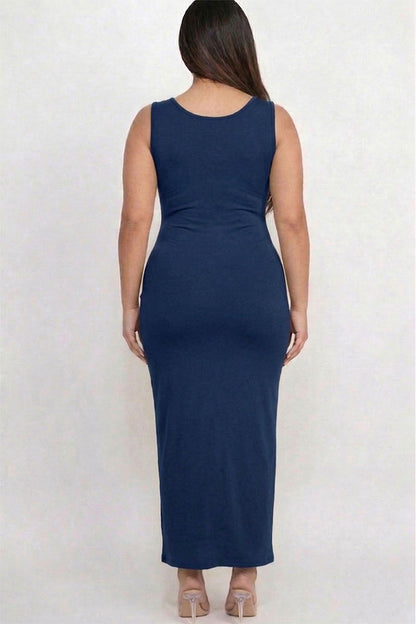 Plus Size Solid Basic Maxi Dress