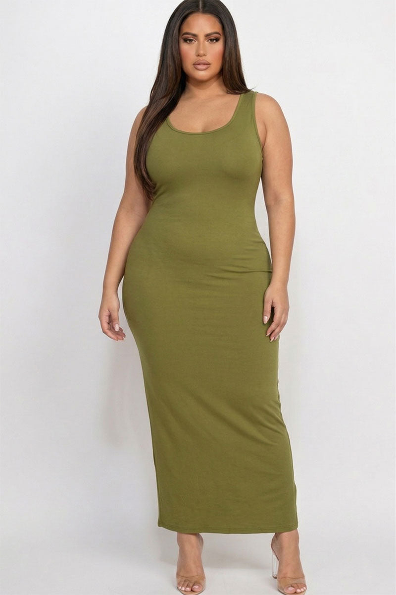 Plus Size Solid Basic Maxi Dress