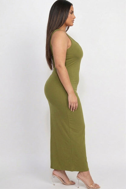 Plus Size Solid Basic Maxi Dress