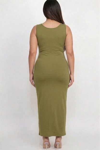 Plus Size Solid Basic Maxi Dress