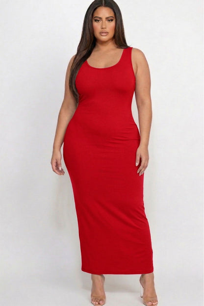 Plus Size Solid Basic Maxi Dress